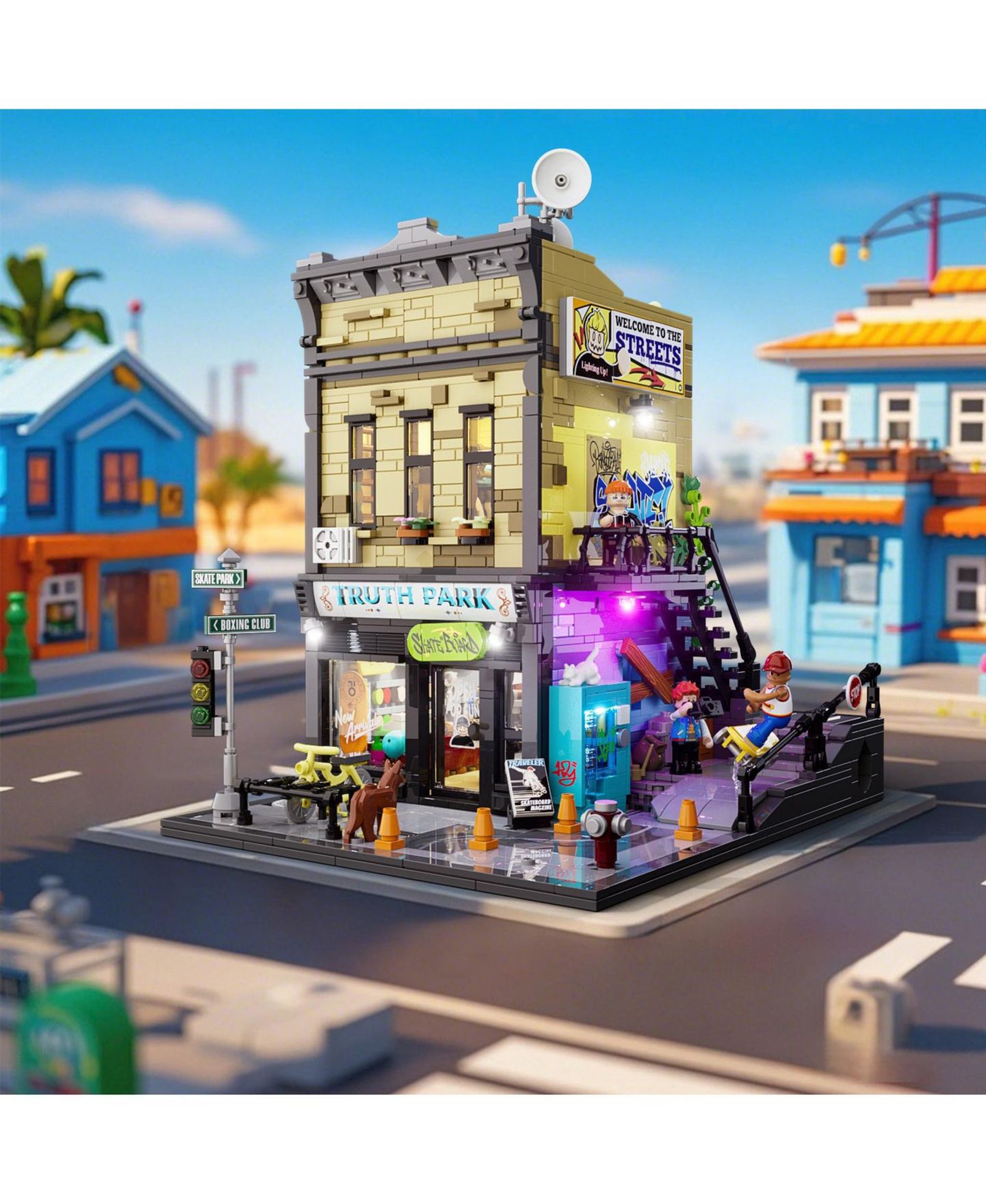Детский конструктор Lumibricks Street Fusion Skate Shop LED Lighting 1573-Piece Building Set, Ages 16+ — фото 9