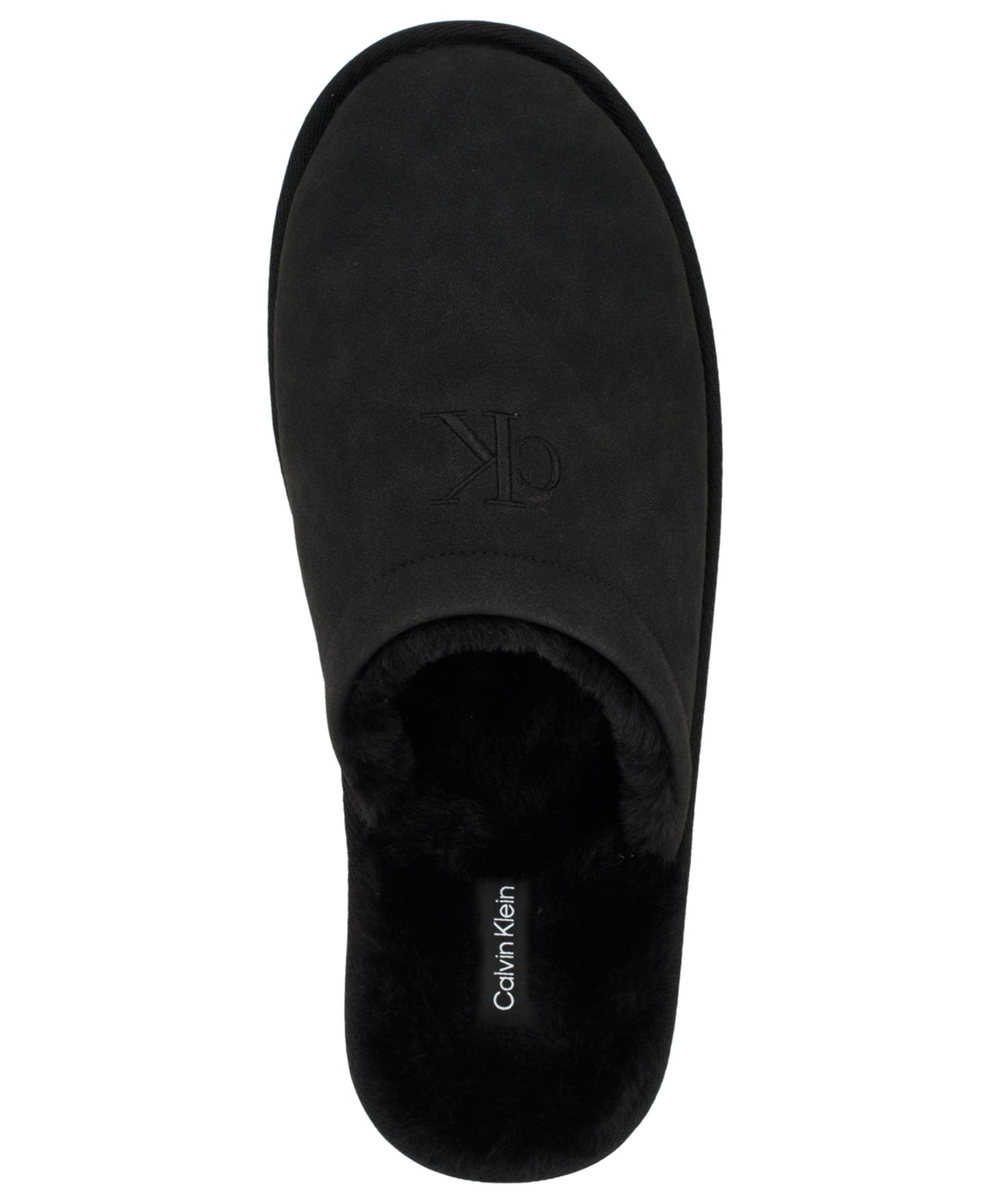 Мужские тапочки Calvin Klein Roon Plush Lined Footbed Round-Toe Slippers, цвет: Чёрный — фото 4