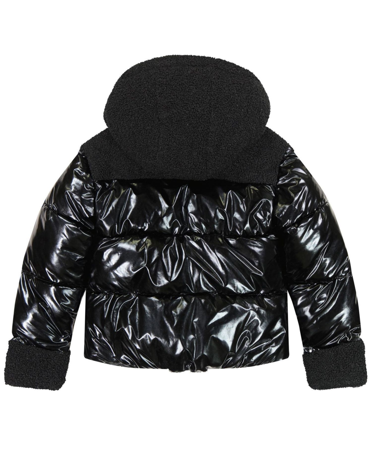 Girls' 6-16 Metallic With Sherpa Hybrid Hooded Jacket