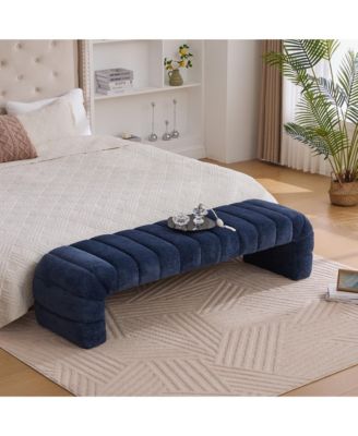 69.7-Inch Upholstered Armless Bench with Channel Tufted Chenille Design