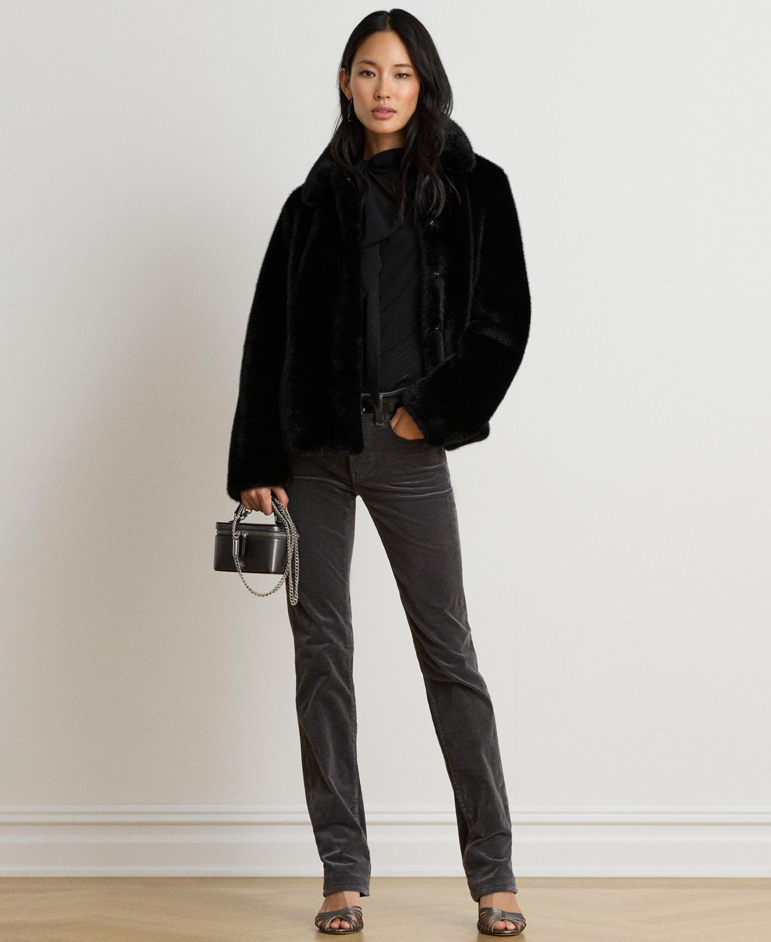 Women's Faux-Fur Collared Lined Coat
