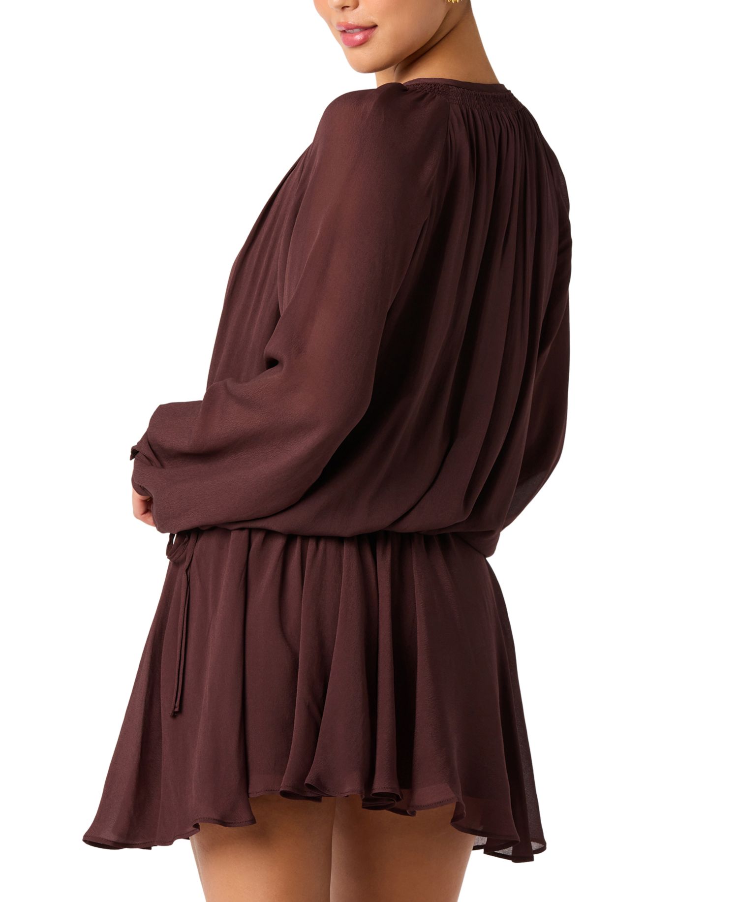 Women's Stacey Long-Sleeve Tie-Neck A-Line Dress