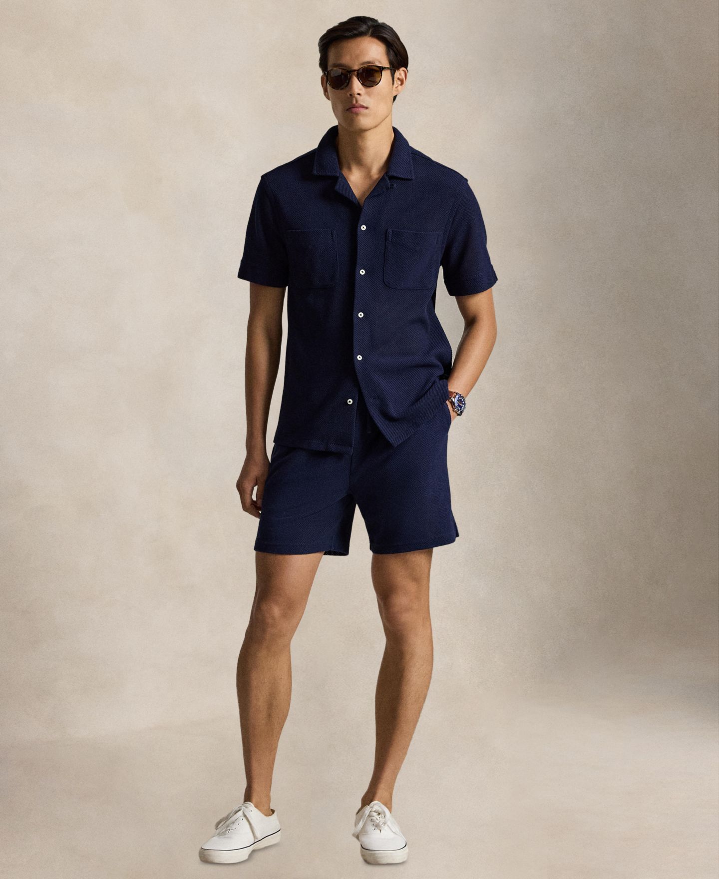 Мужские шорты Polo Ralph Lauren Textured Pointelle Shorts, 6" Inseam, цвет: Тёмно-синий — фото 2