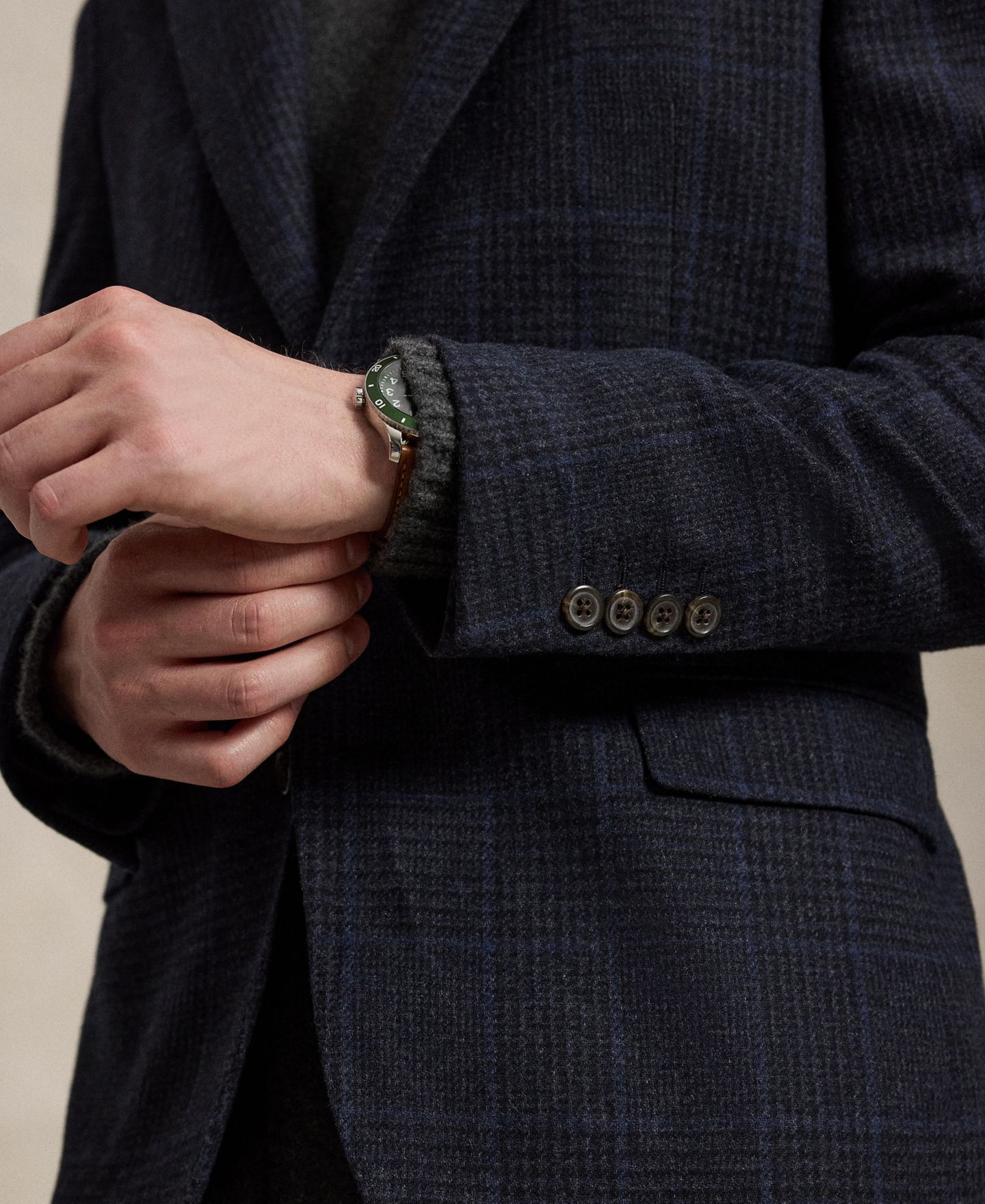Мужской пиджак Polo Ralph Lauren Polo Modern-Fit Glen Plaid Sport Coat, цвет: Тёмно-синий / Тёмно-синий потёртый синий стальной синий — фото 4