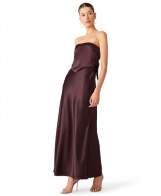 Women's Strapless Open-Back Satin Dress