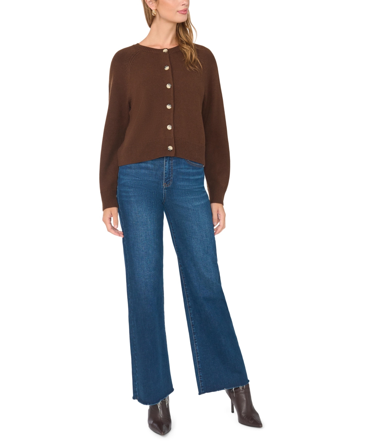 Vince Camuto Women's Short-Sleeve Crewneck Sweater