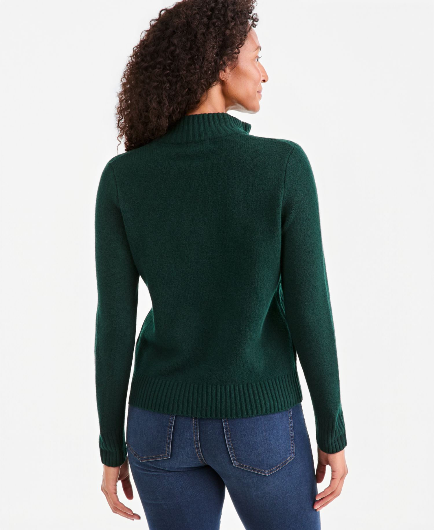 Plus Cable Split Mockneck Long-Sleeve Sweater