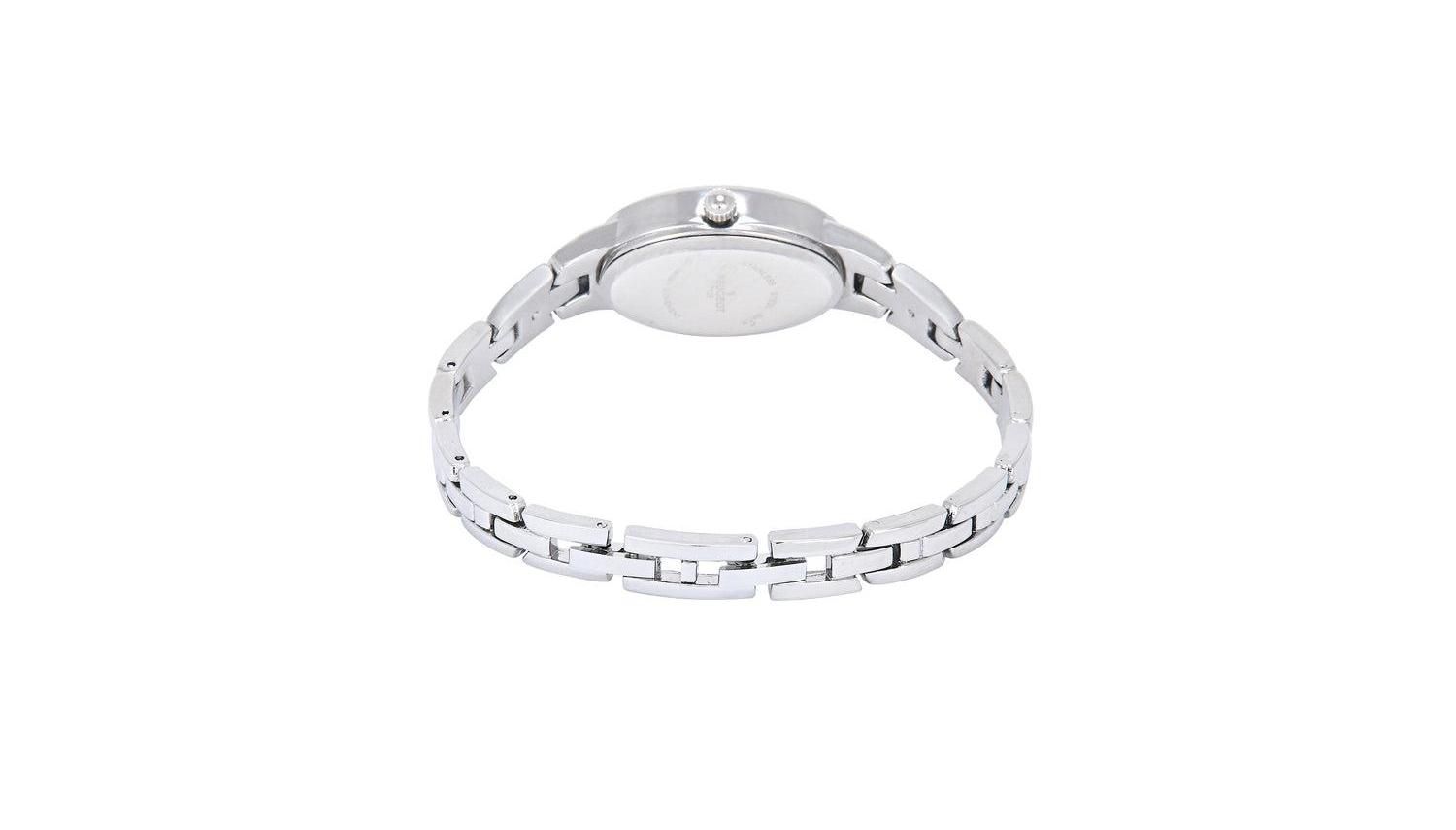 Women's Silver 30x25mm Oval Dial Link Bracelet Watch