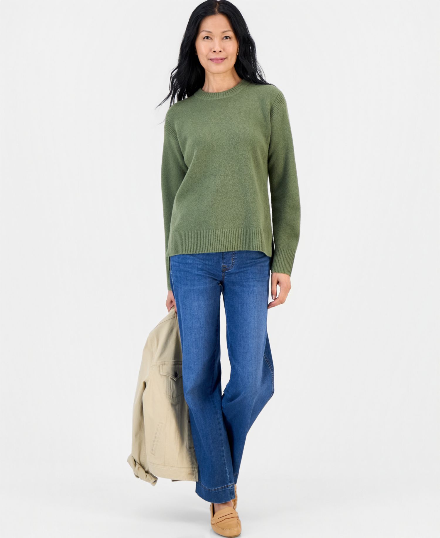 Petite Luxsoft Long-Sleeve Crewneck Sweater