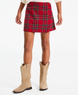 Girls' 5-16 Plaid Wrap-Front Skirts