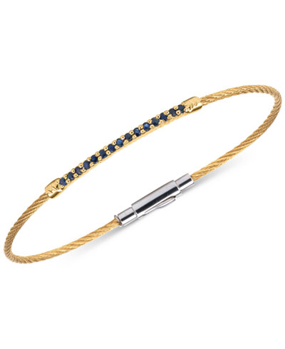 CHARRIOL Women's Laetitia Blue Sapphire Accent Two-Tone PVD Stainless Steel Cable Bracelet