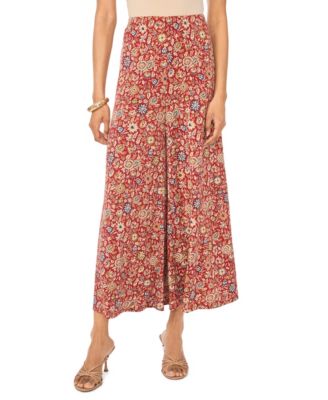 Women's Wide-Leg Pull-On Floral-Print Pants