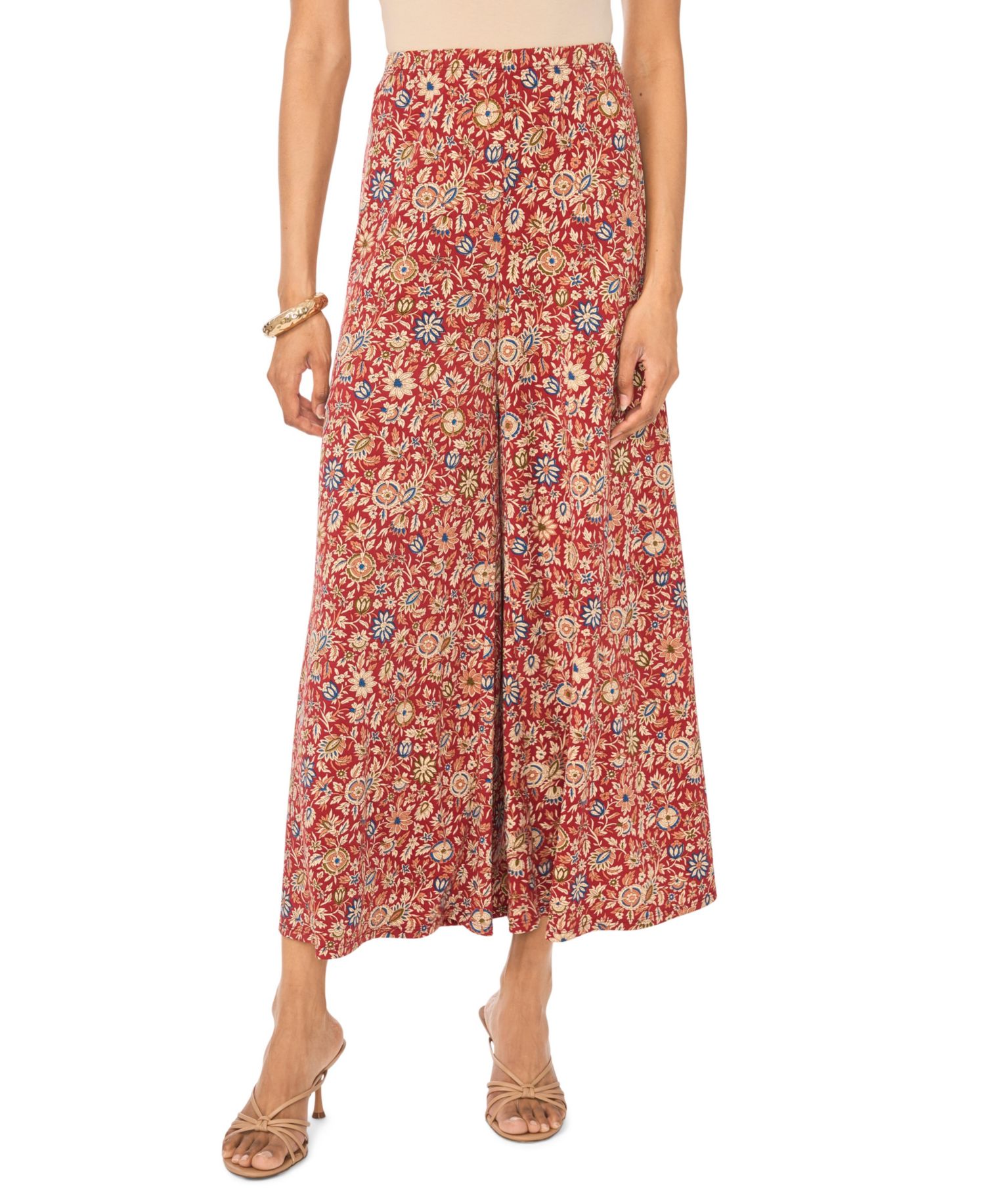 Women's Wide-Leg Pull-On Floral-Print Pants