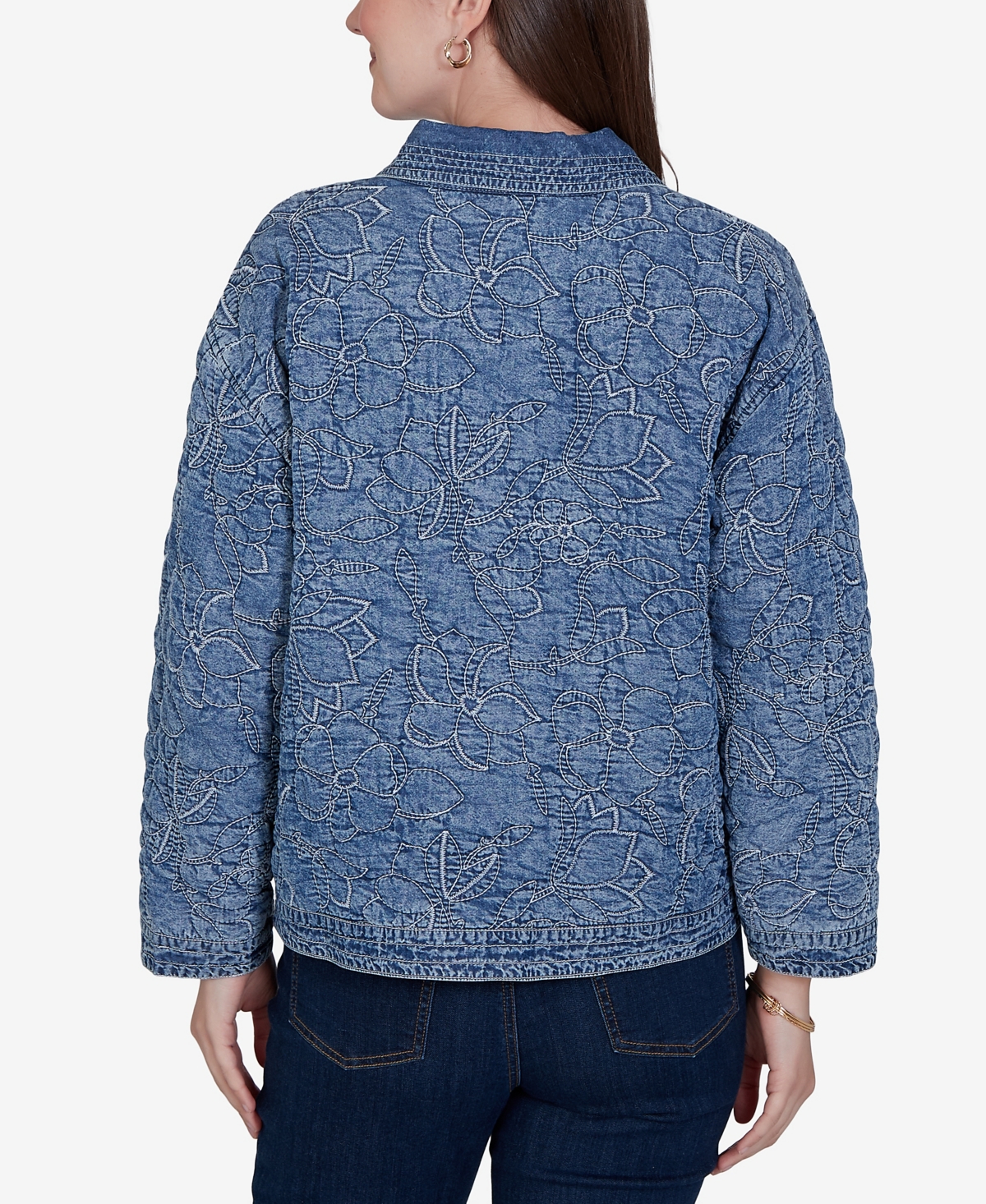 Ruby Rd. Petite Quilted Floral Denim Jacket