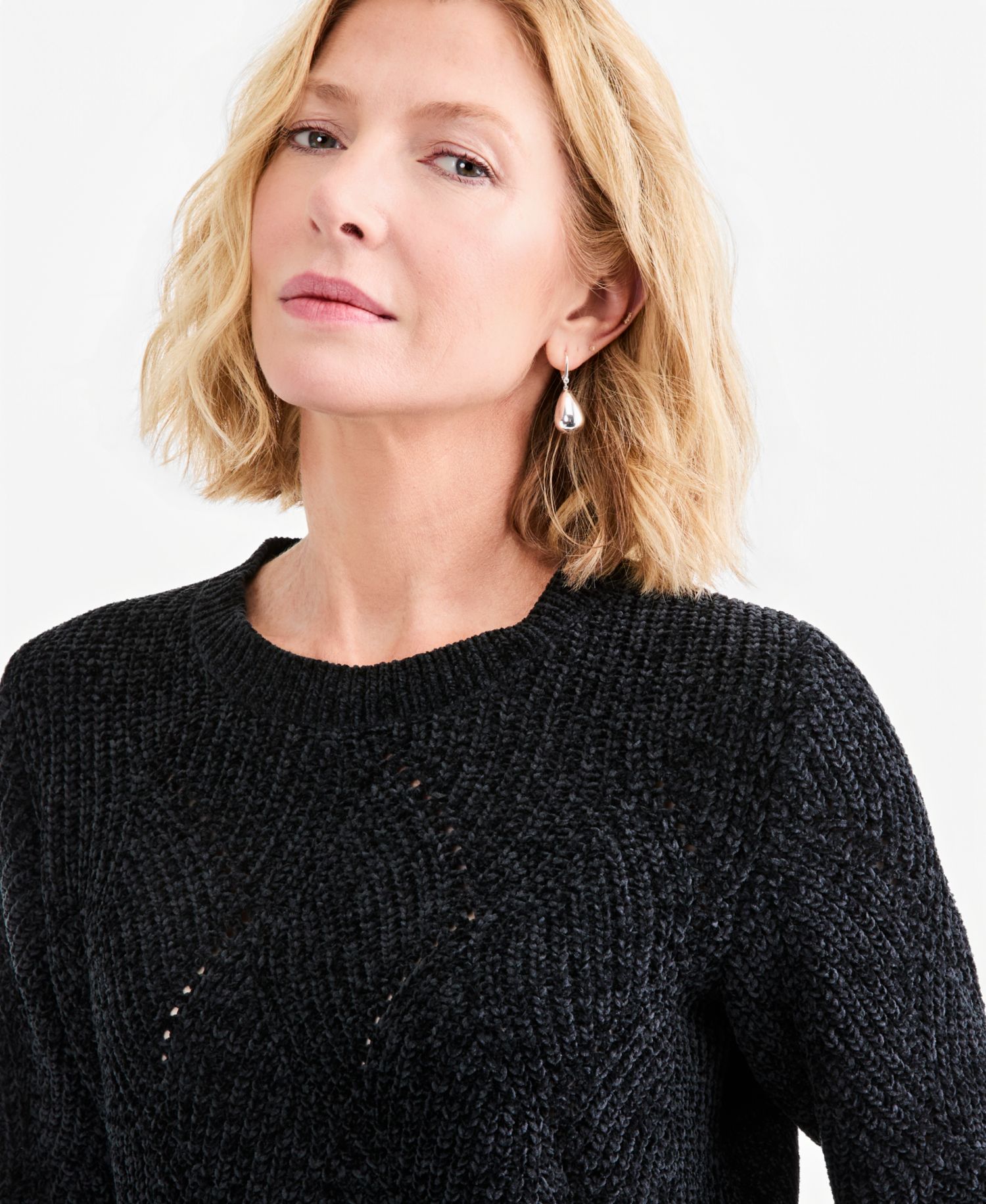 Women's Chenille Textured Stitch Crewneck Sweater