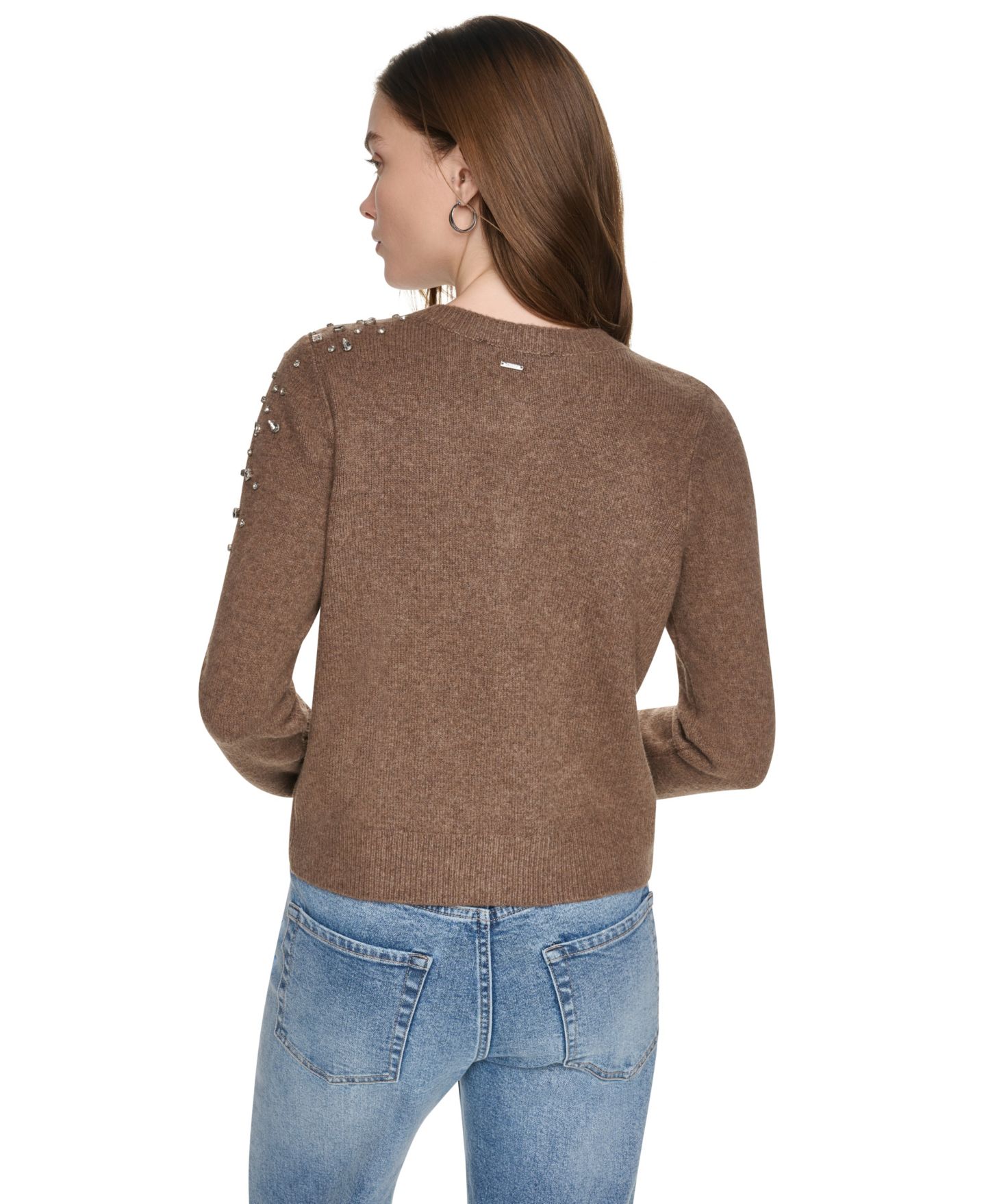 Женский кардиган DKNY Jeans Petite Embellished Button-Front, цвет: Карамельный меланжевый — фото 5
