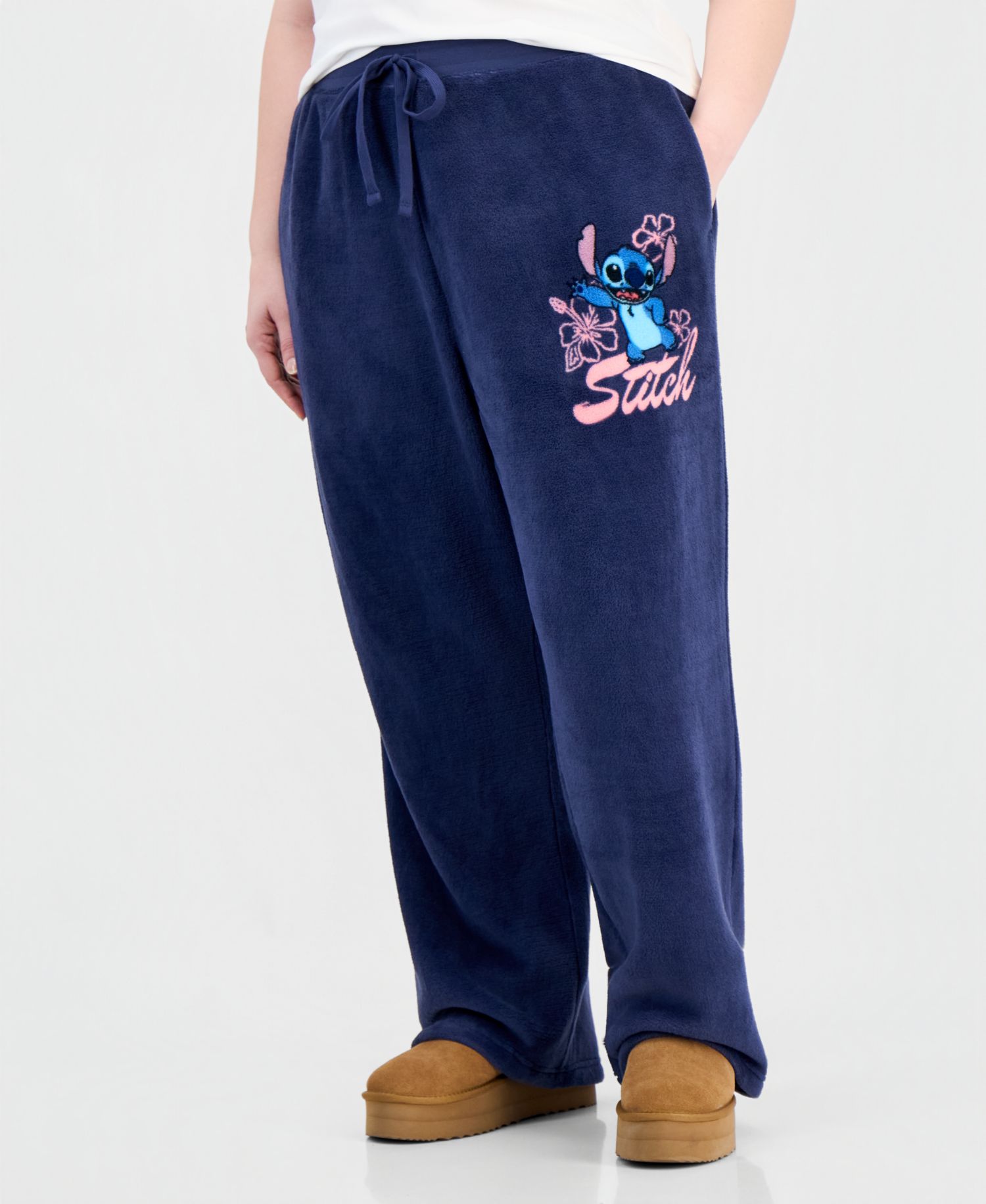 Plus Size Stitch Fleece Drawstring High-Rise Joggers