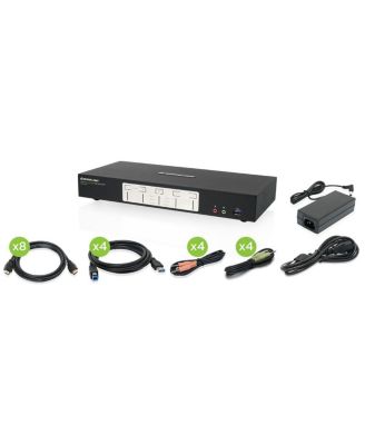 4-Port 4K Dual View KVMP Switch with HDMI Connection, USB 3.0 Hub and Audio, TAA