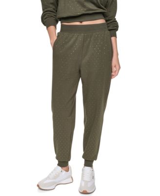 Women's High-Rise Rhinestone Pull-On Jogger Pants