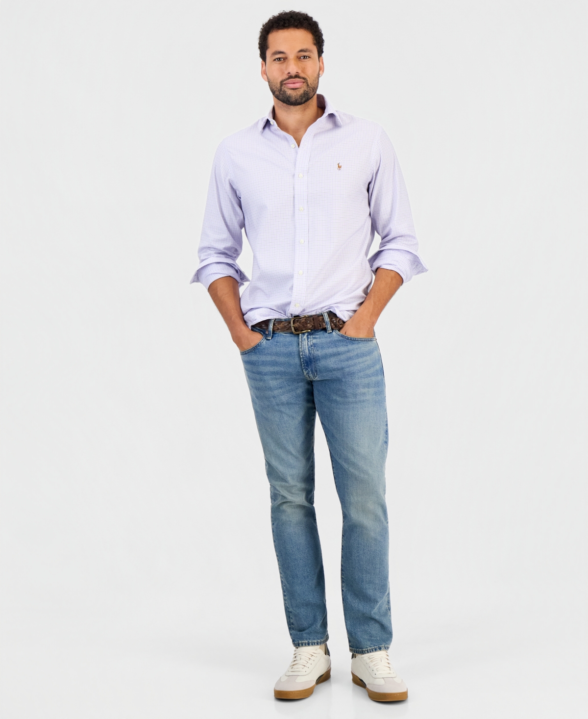 Polo Ralph Lauren Men's Regent Spread-Collar Checked-Oxford Wrinkle-Resistant Dress Shirt