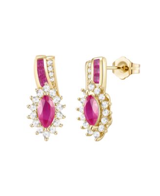 Ruby (3/4 ct. t.w.) & Diamond (3/8 ct. t.w.) Earring in 14k Yellow Gold