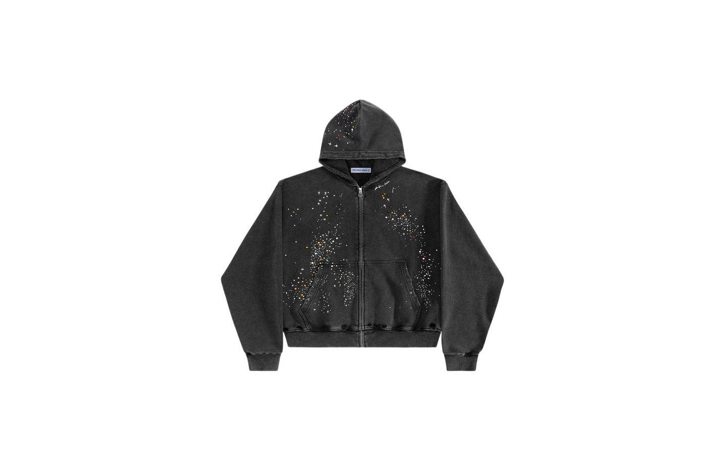 Женское худи AELFRIC EDEN Rhinestone Boxy Zip Up V302, цвет: Чёрный — фото 3