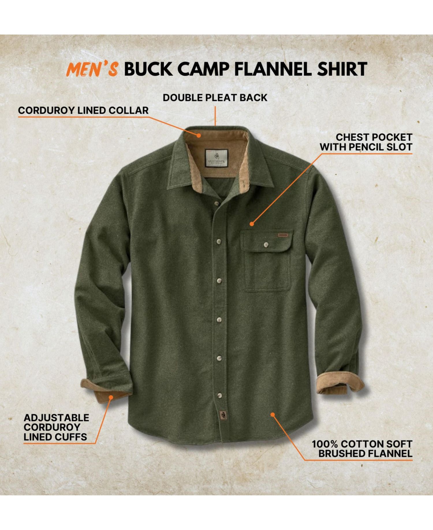 Big & Tall Buck Camp Long Sleeve Casual Fit Button Down Shirt