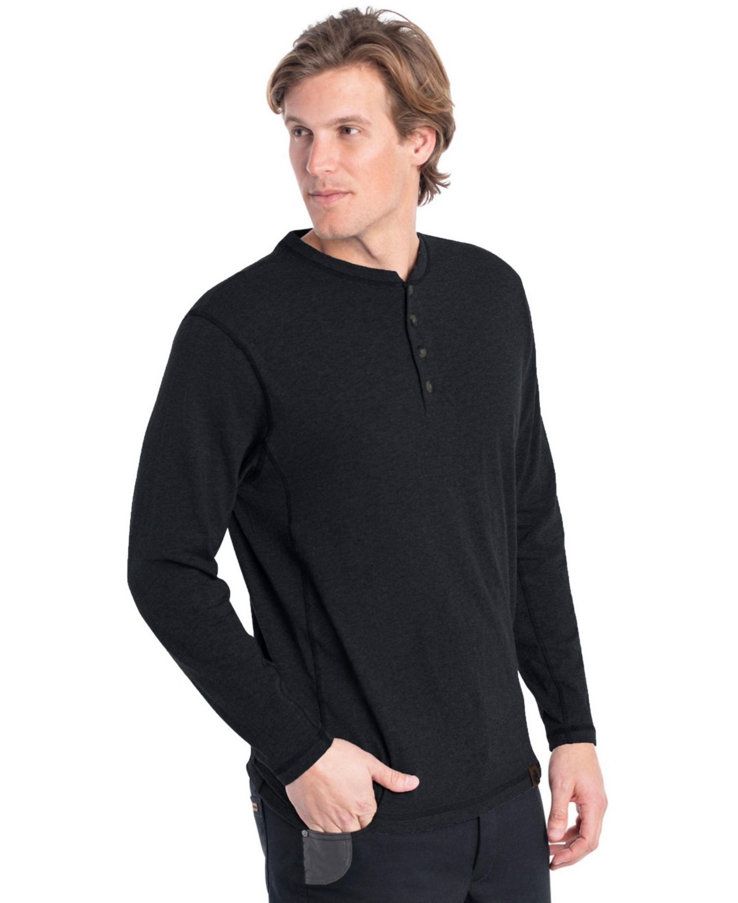 Mens Maverick Slub Henley Long Sleeve Shirt