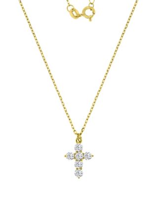 14k Gold-Plated Drop Cross Pendant Necklace