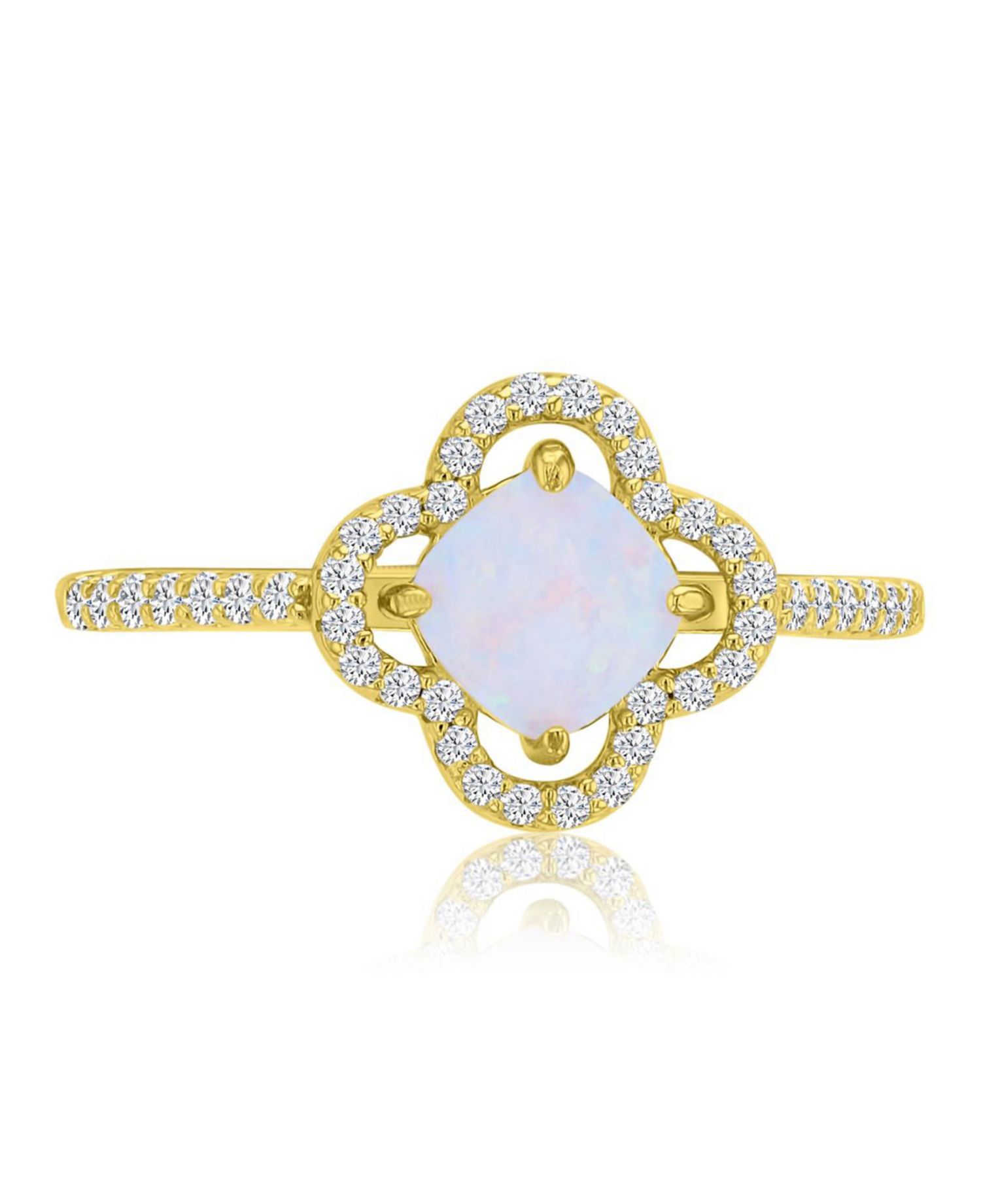 14k Gold-Plated Opal Clover Fashion Ring