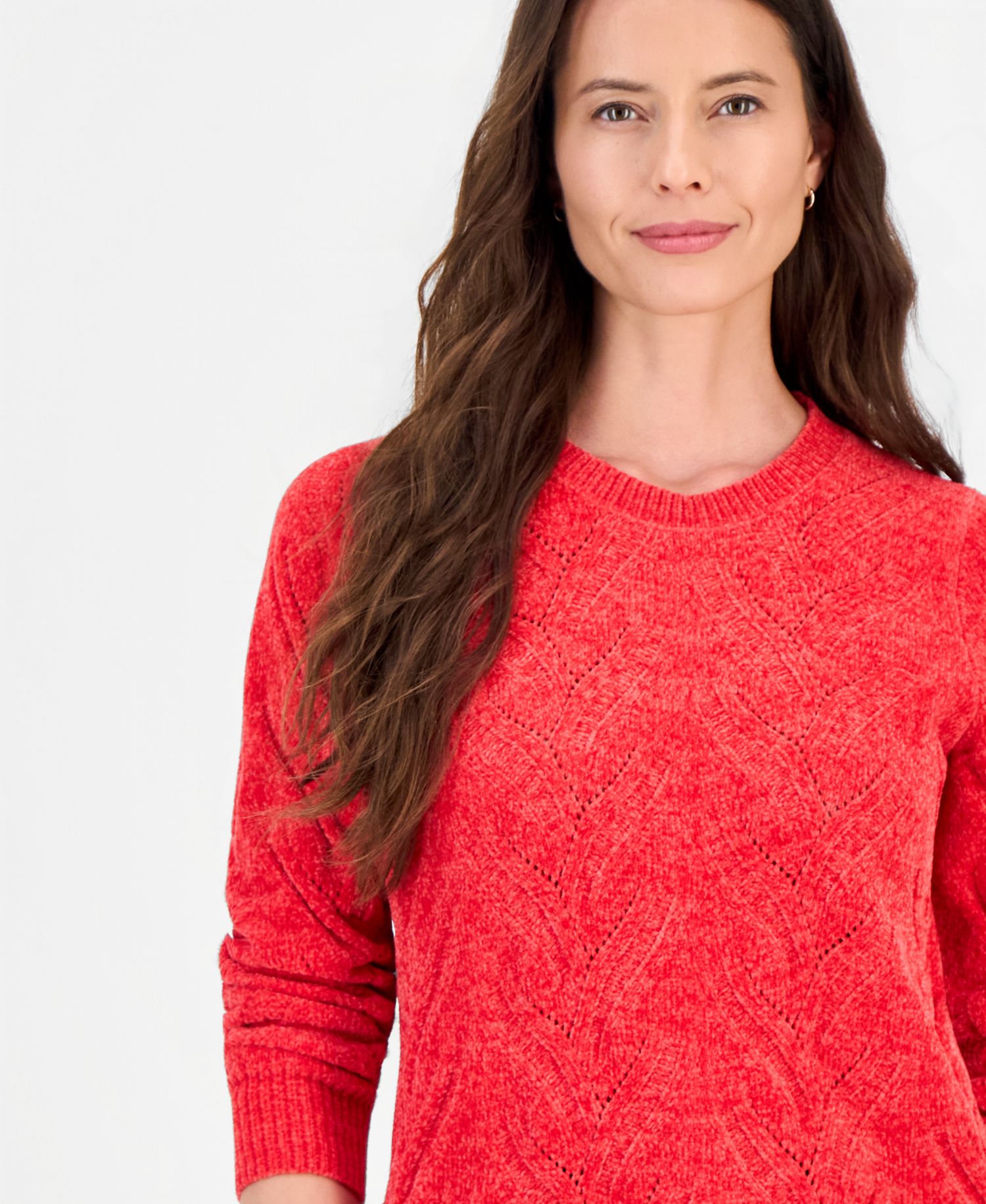 Women's Chenille Cable-Knit Crewneck Sweater
