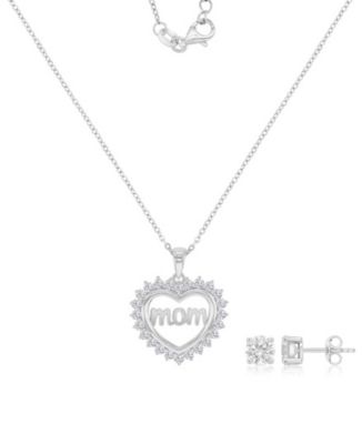 Silver-Plated Mom Heart Jewelry Gift Set