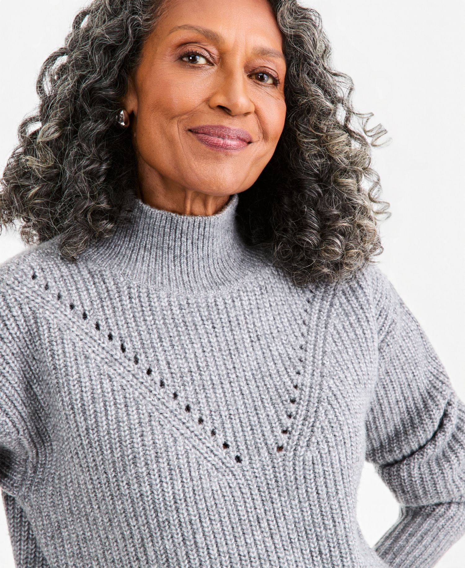 Petite Cozy Pointelle Mockneck Sweater
