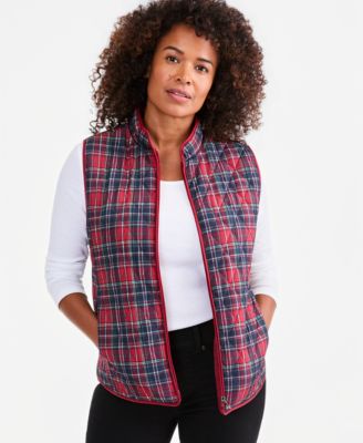 Women's Quilted Plaid Puffer Vest