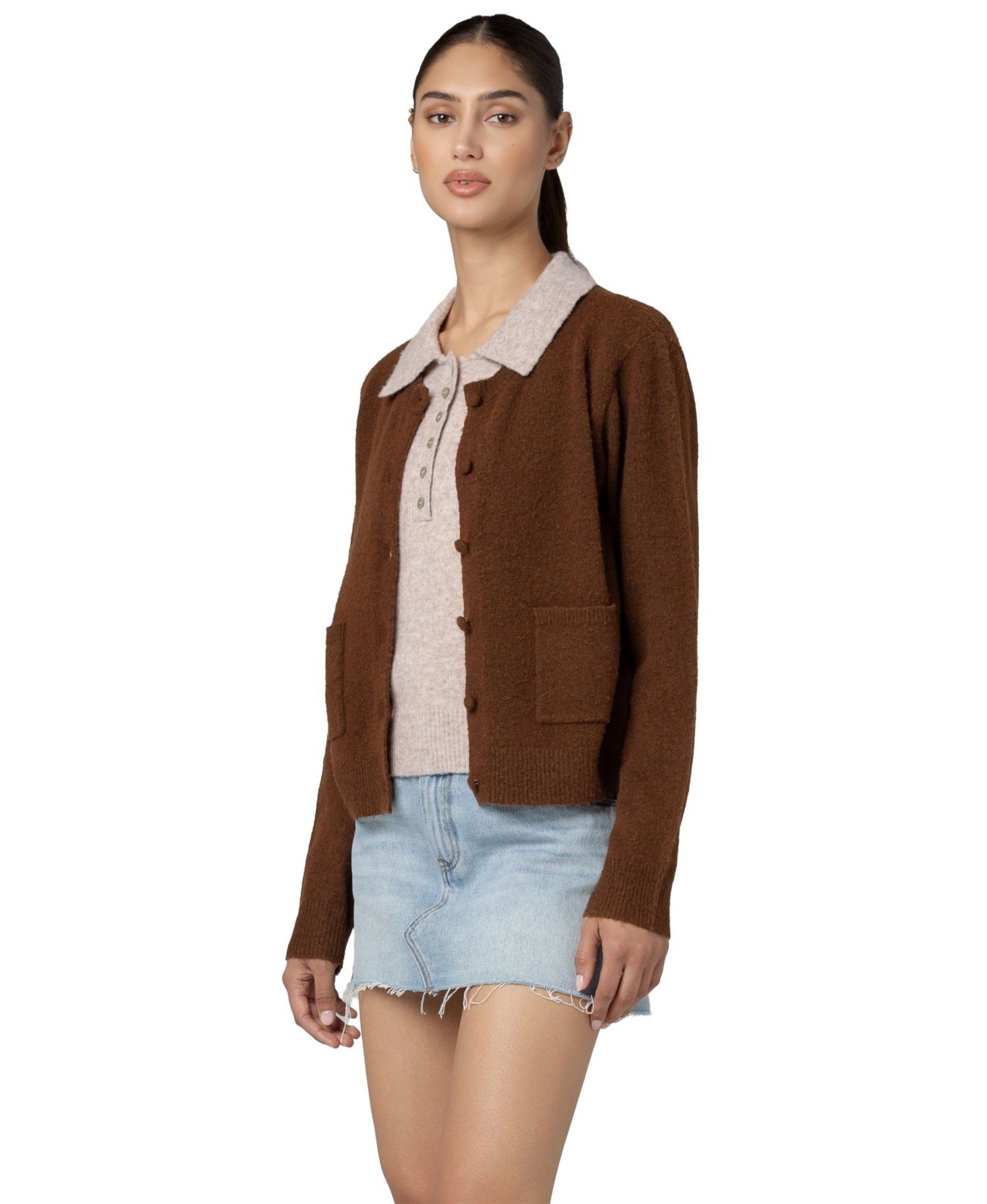 Women's Collared Layered Long-Sleeve Sweater