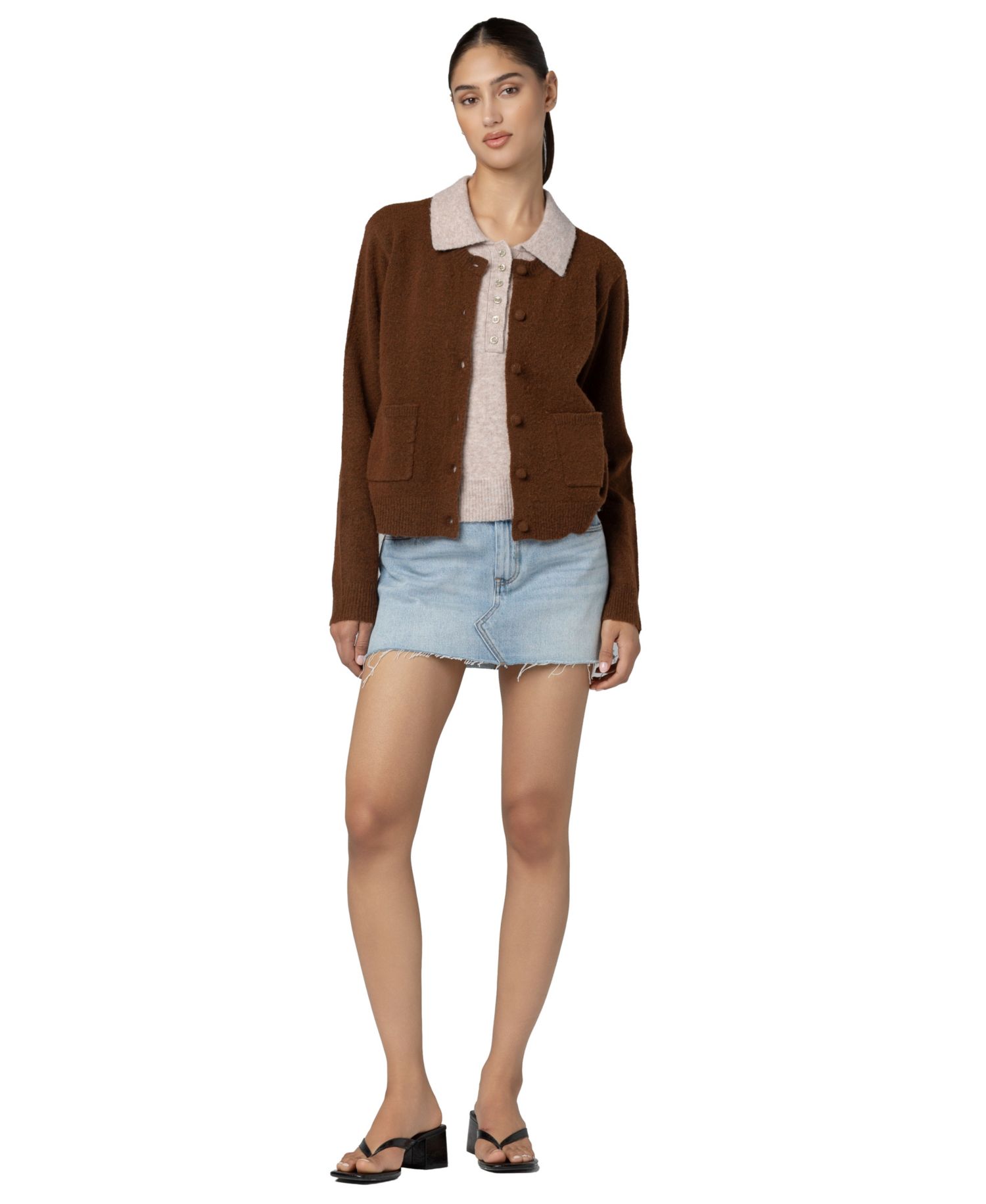 Women's Collared Layered Long-Sleeve Sweater