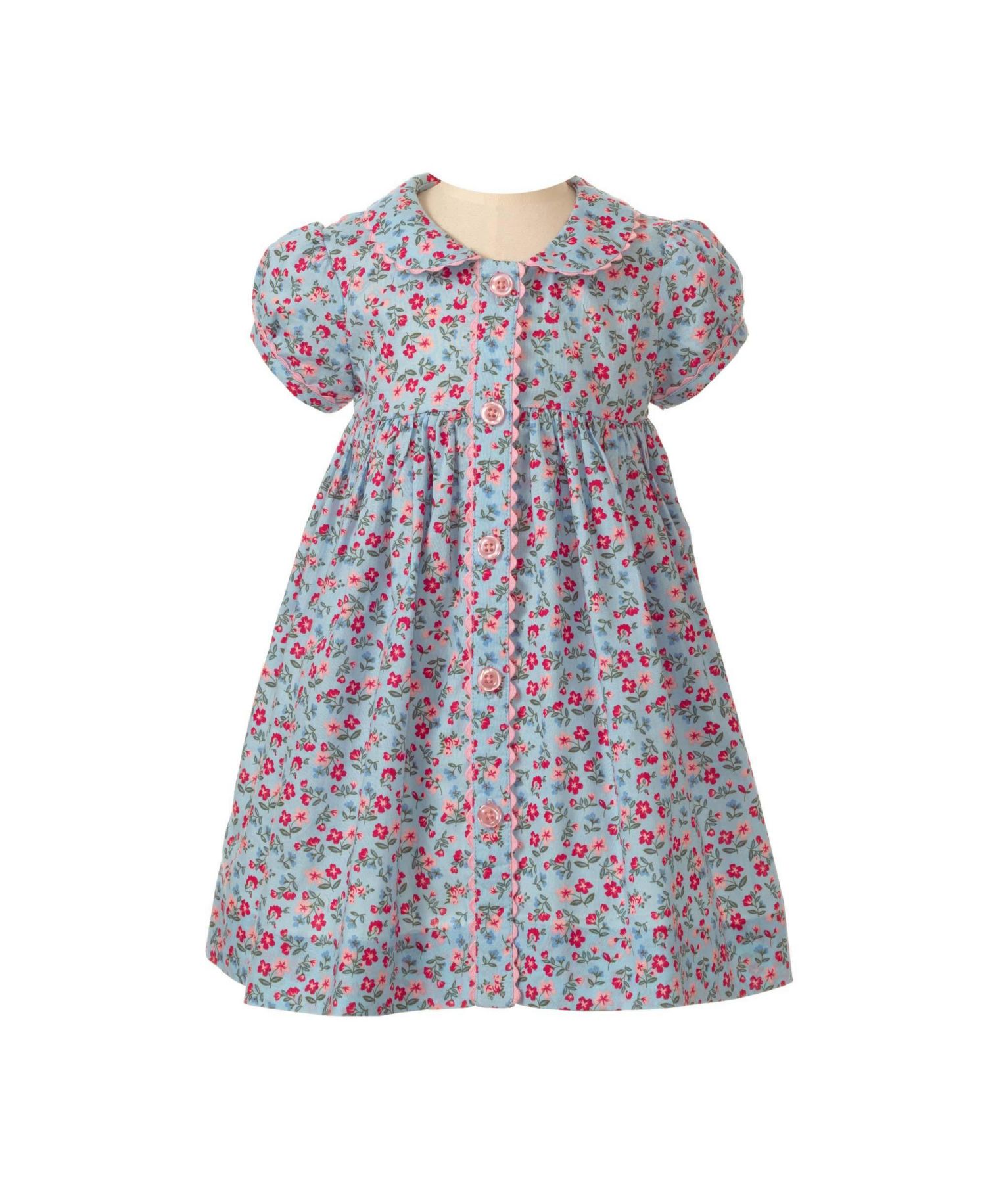 Baby Girls' 6M-24M Floral Button-front Dress