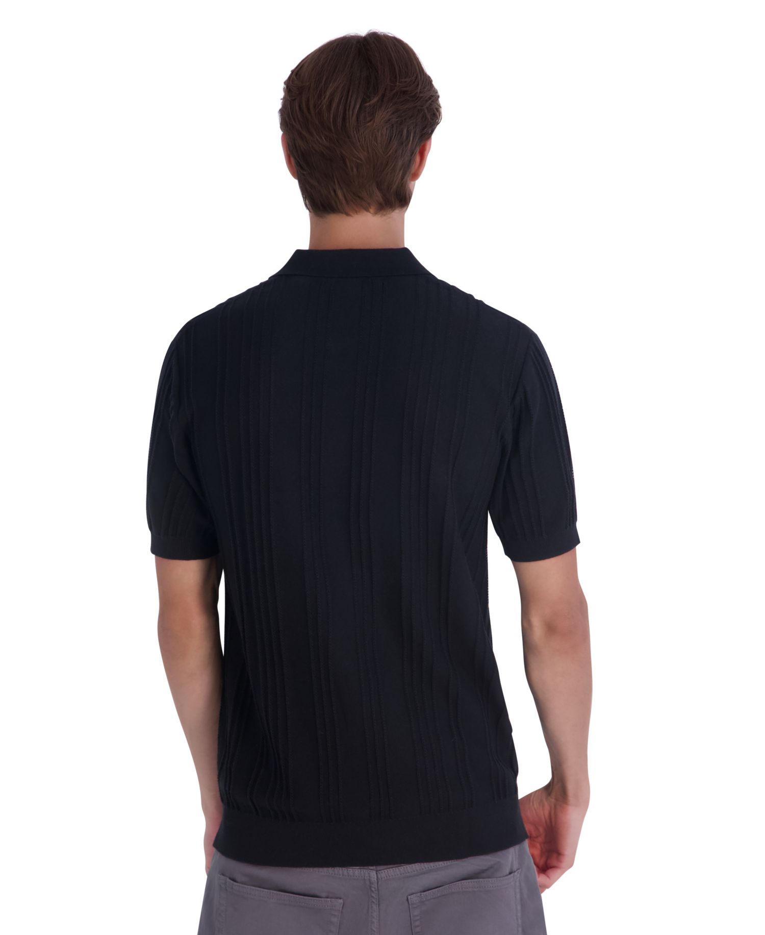 Men's Leather Patch Quarter-Zip Polo Sweater