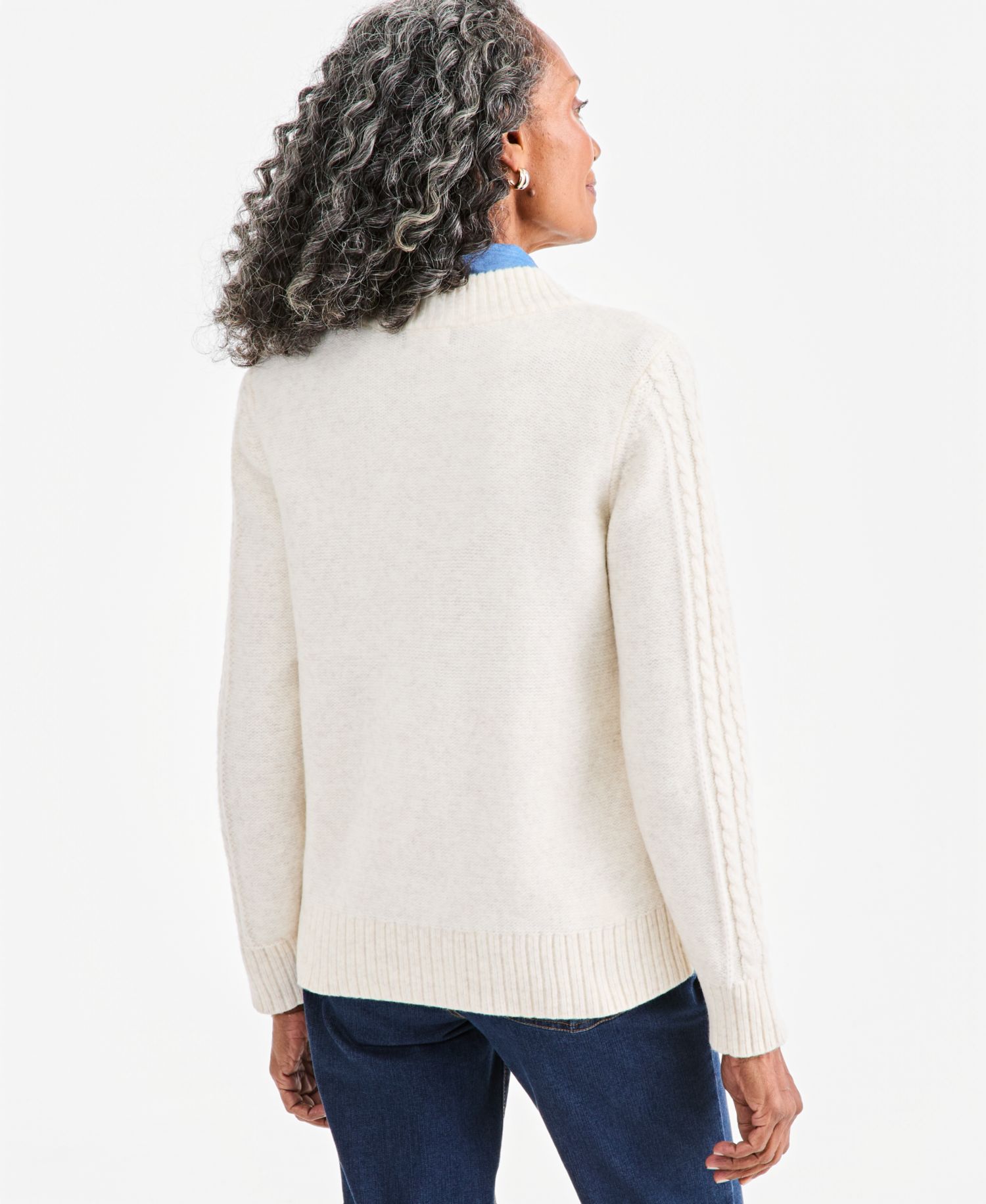 Women's Cable-Knit V-Neck Boyfriend Cardigan