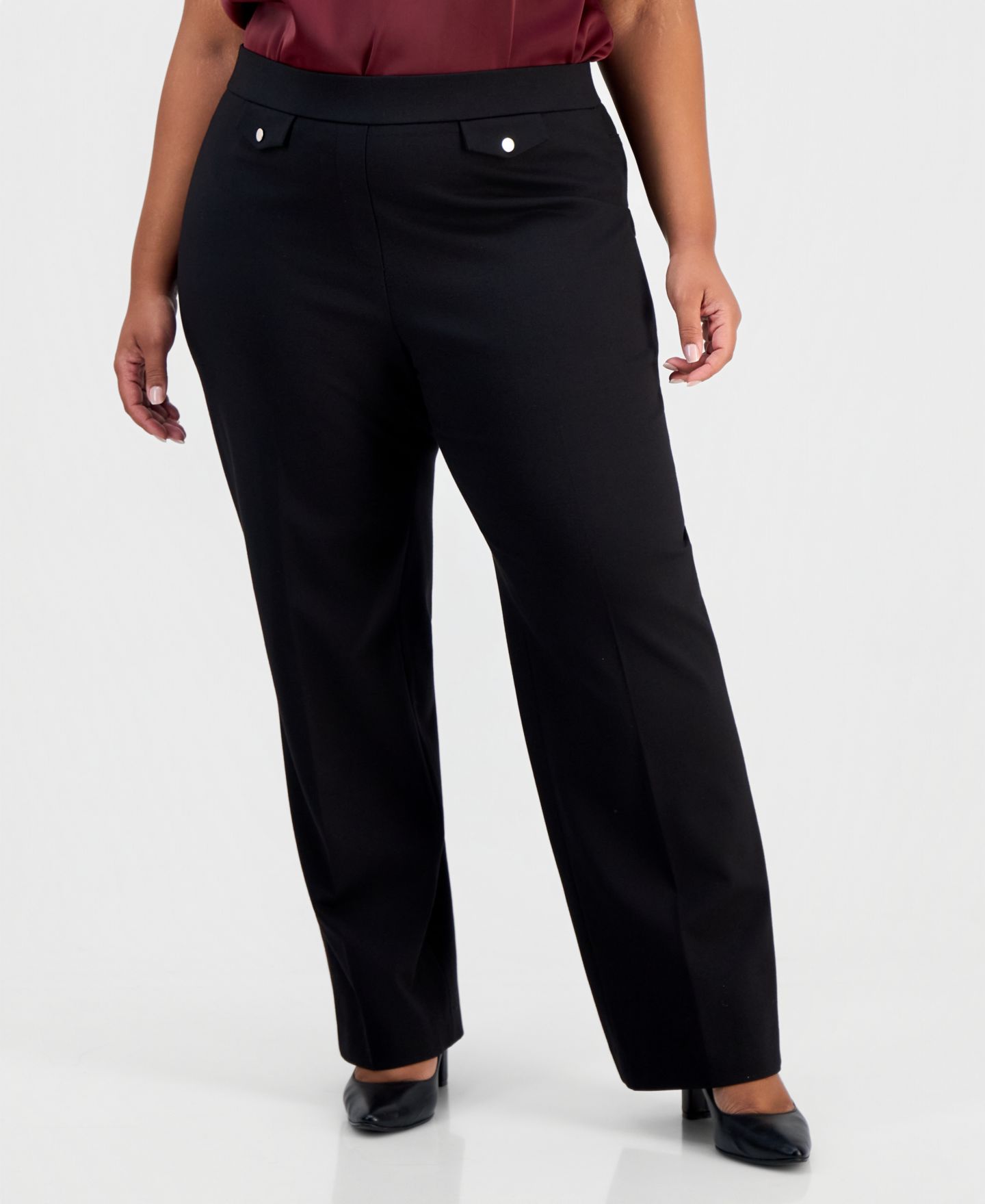 Женские брюки Jones New York Plus Size High-Rise Wide-Leg Coin Pocket, цвет: Чёрный — фото 2