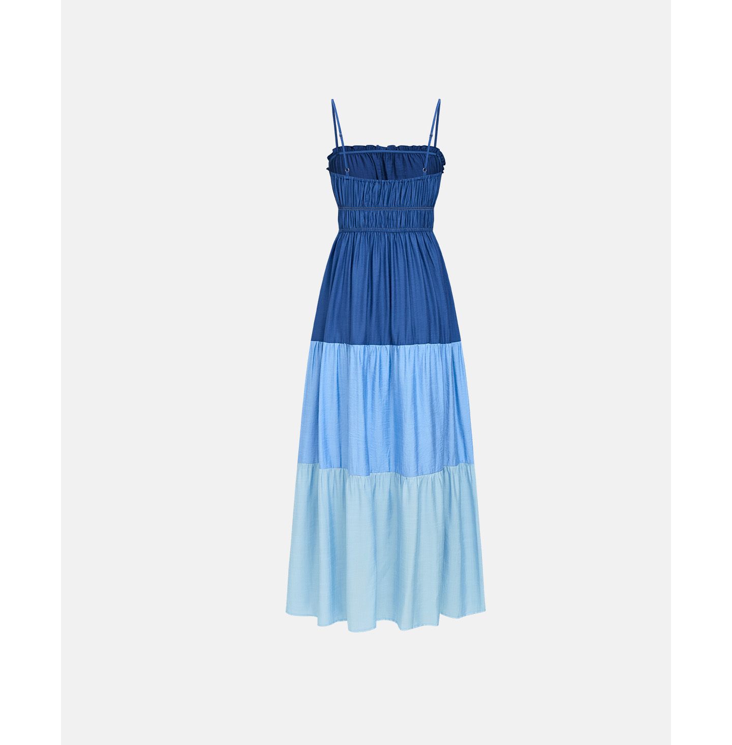 Женское платье Cupshe Saltwater Icon Colorblock Maxi Smocked-Bodice Tiered, цвет: Тёмный синий — фото 5
