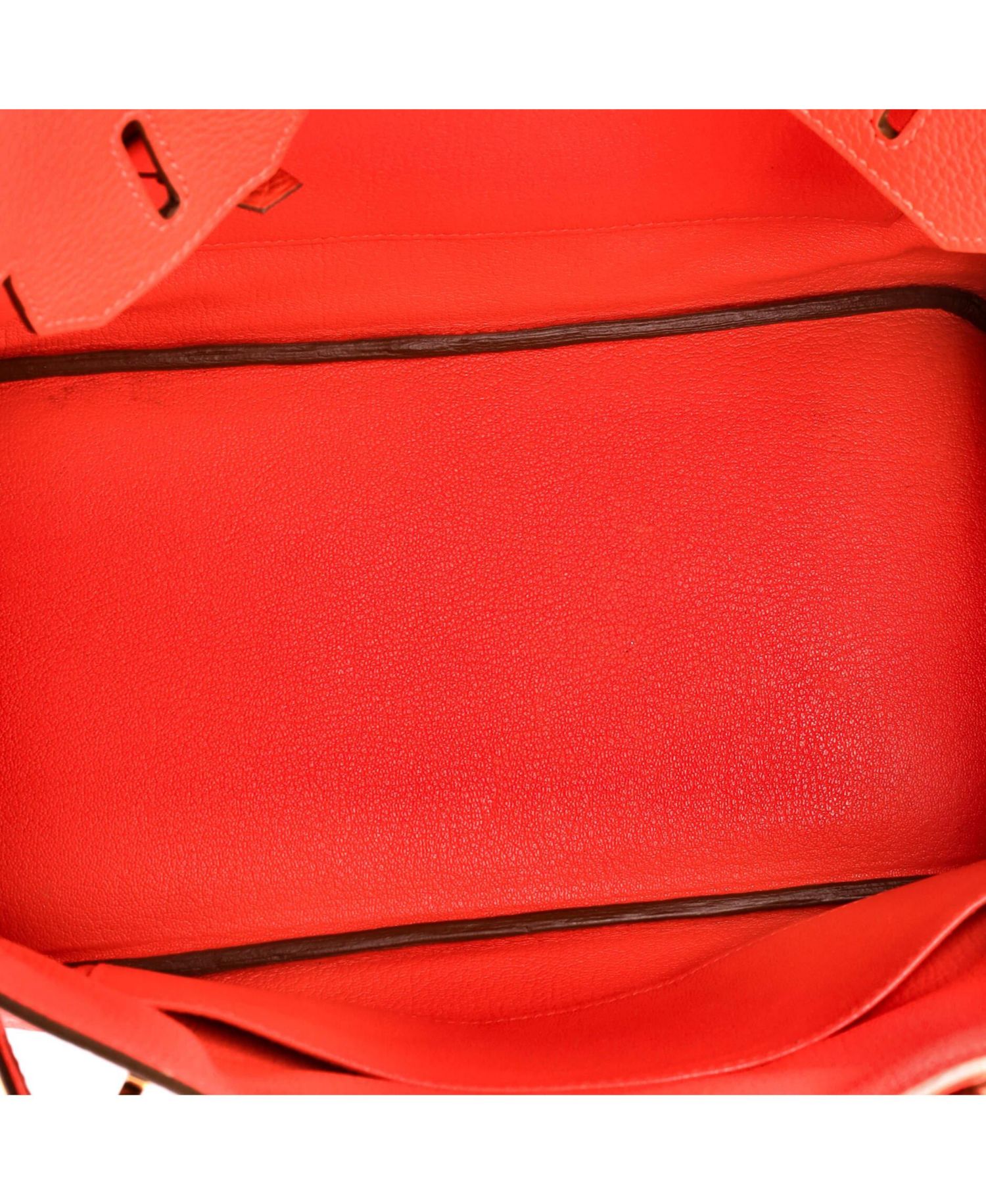Pre-Owned Hermes Birkin 30 Handbag Red Clemence with Gold Hardware