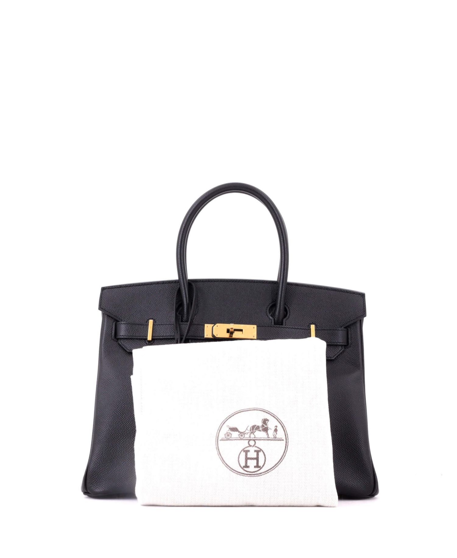 Pre-Owned Hermes Birkin 30 Handbag Black Epsom with Gold Hardware