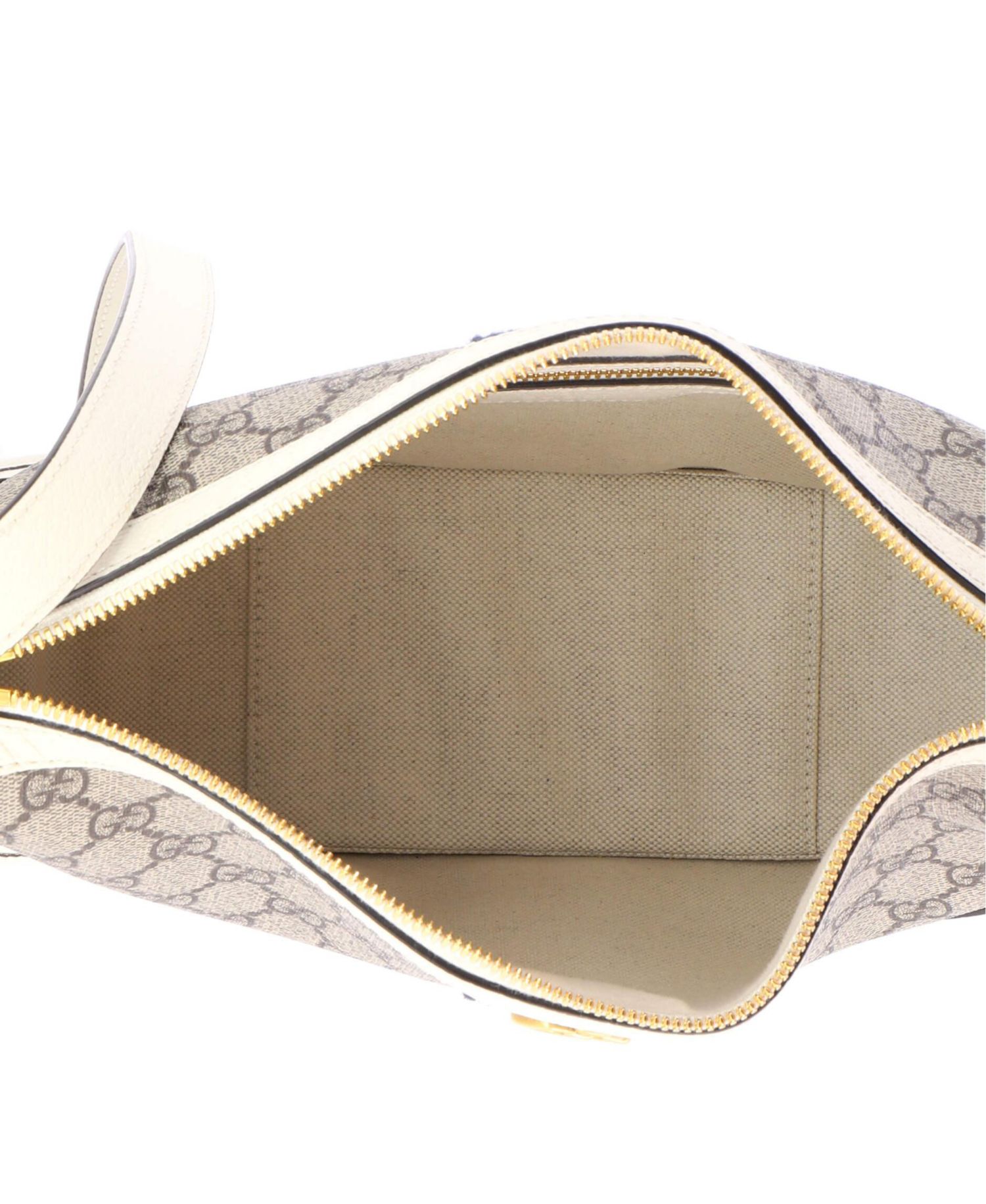 Large Ophidia Curved Zip Shoulder Bag GG Coated Canvas with Leather
