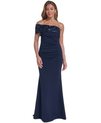 Women's Off-the-Shoulder Side-Tuck Long Dress