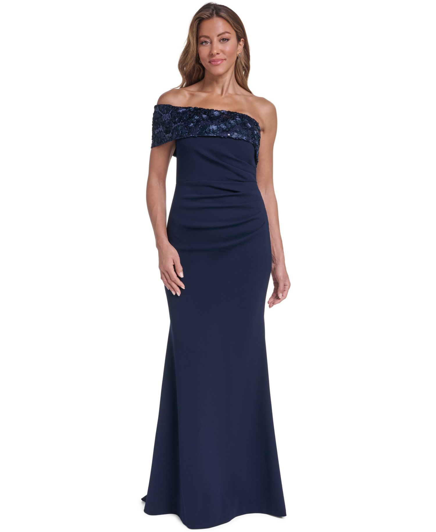 Women's Off-the-Shoulder Side-Tuck Long Dress