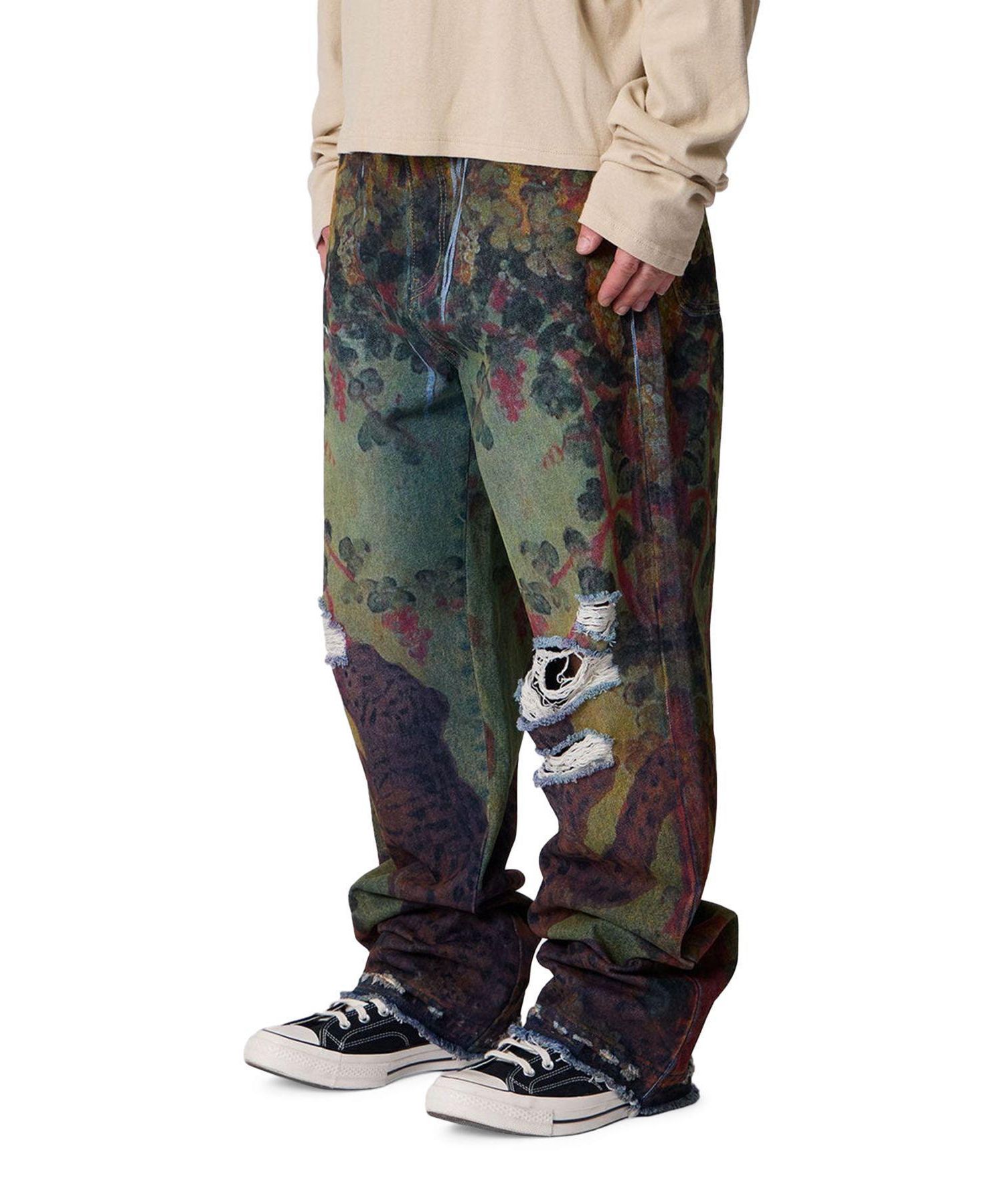 Men's Ultra Baggy Leopard Denim Jeans
