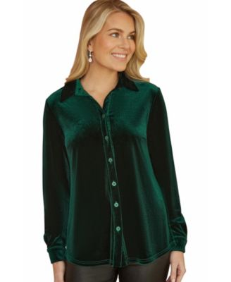 Women's Velvet Relaxed-Fit Long-Sleeve Shirt