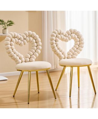 Heart Bubble Tufted Velvet Accent Chair with Metal Frame