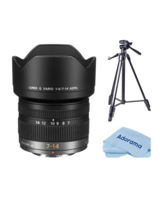 LUMIX G Vario 7-14mm f/4 Aspherical Lens for Micro Four Thirds, Bundle with Slik U8800L 3-Section Aluminum Tripod with Hybrid 3-Way Pan